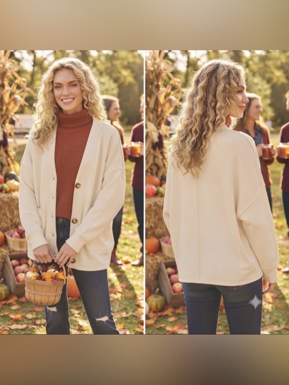 Knox Rose Cream Cardigan Sweater, Size XXL, NWT